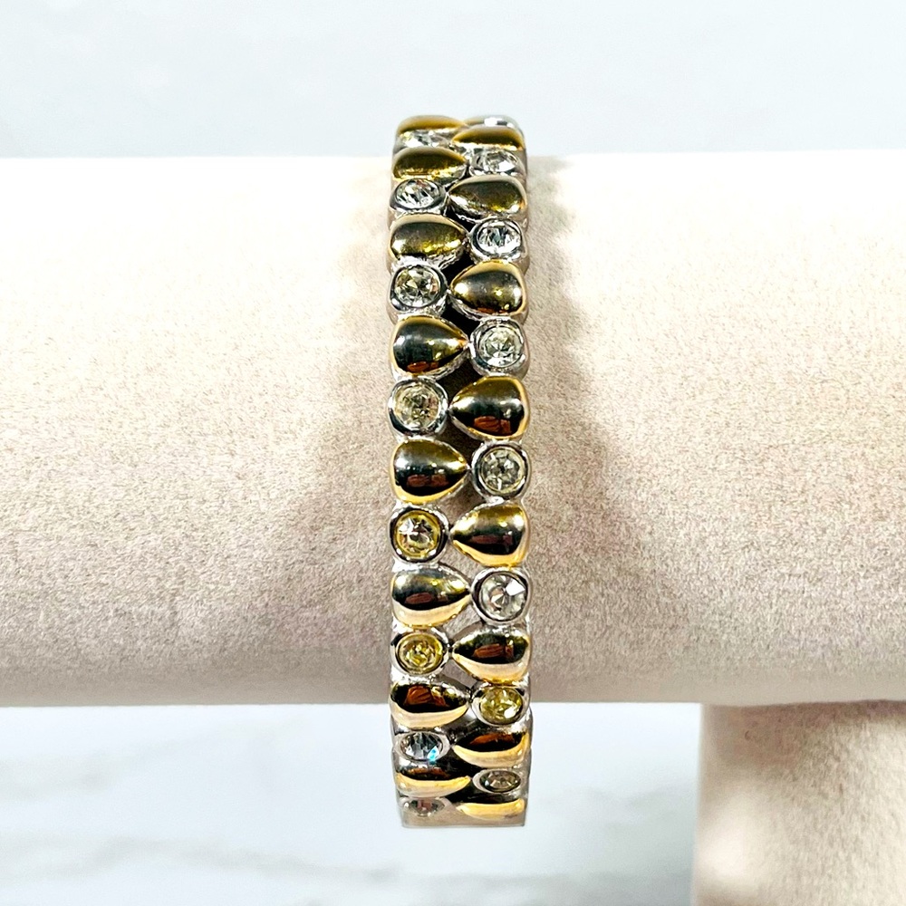 Two Toned Round Bezel CZ Bracelet